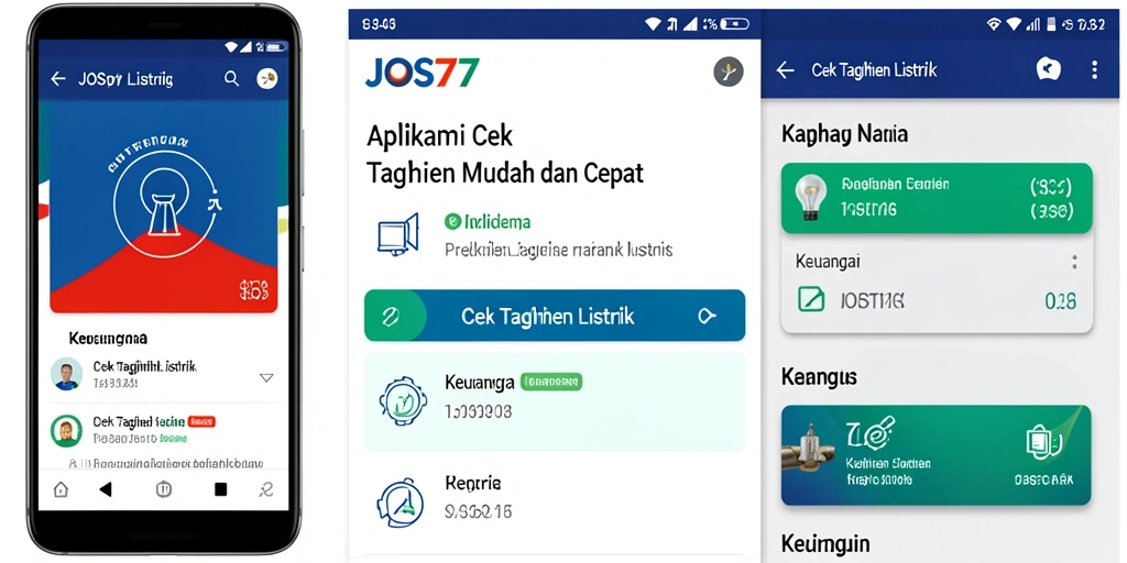 Antarmuka JOS77 yang menampilkan fitur Cek Tagihan Listrik.