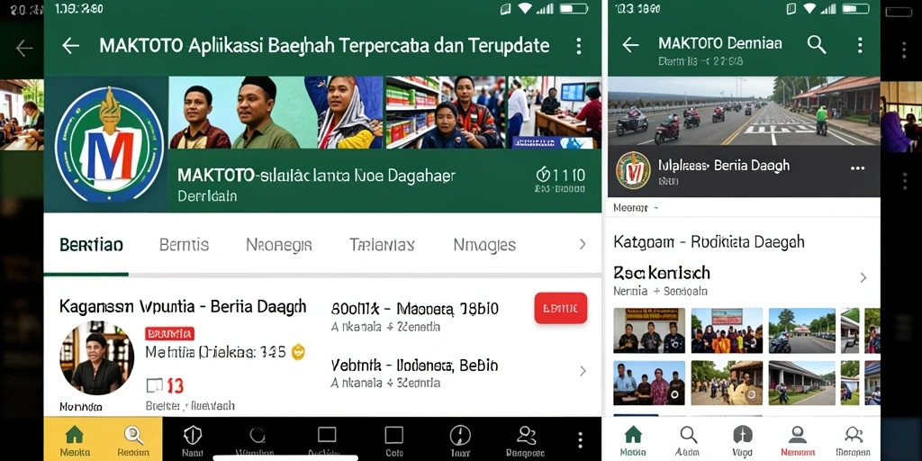 Antarmuka aplikasi MAKTOTO menampilkan berita daerah terkini dan terpercaya.