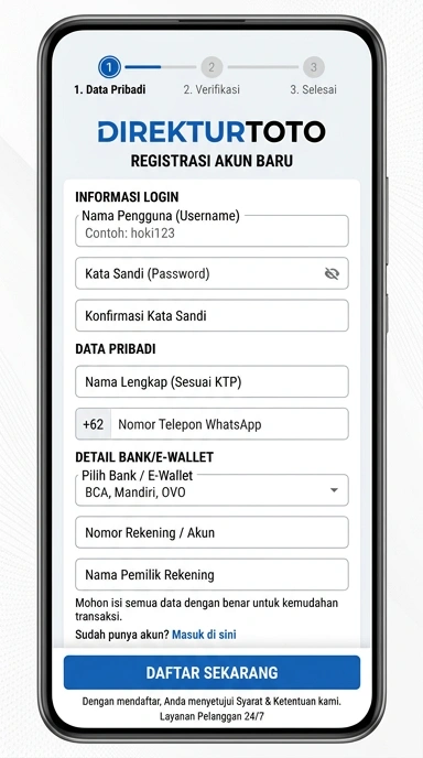 Tampilan halaman daftar direkturtoto
