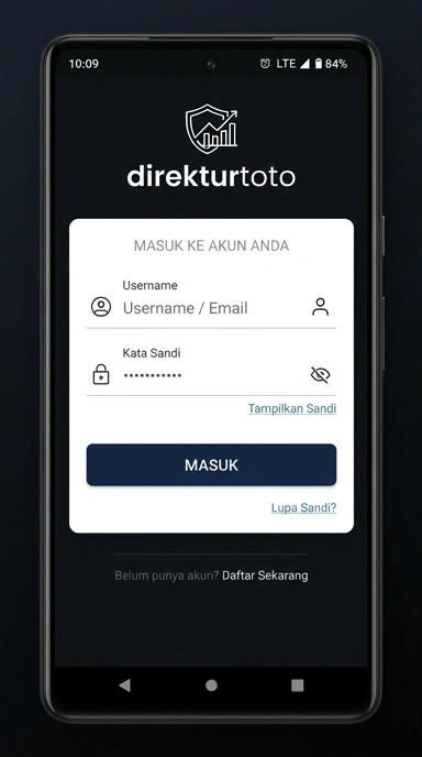 Tampilan halaman login direkturtoto